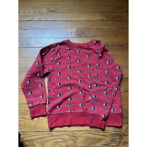Champion Sweatshirt Size 6 Red Cursive Script Crew Neck Boys